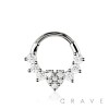 316L SURGICAL STEEL CZ HEART MULTI HEART SEPTUM HINGED SEGMENT HOOP RING